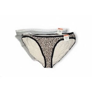Jenni Intimates Women's 2 Pack Bikini Panties Wild Leo Nude Sleep Grey Size XXXL